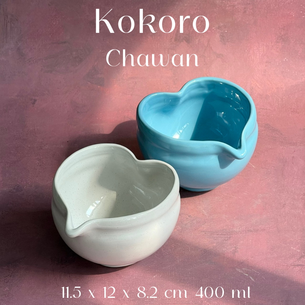 ถ้วยมัทฉะรูปทรงหัวใจ ถ้วยมัทฉะเซรามิค Heart Chawan ความจุ 400 ml Matcha bowl *อ่านรายละเอียดก่อนสั่งซื้อ* - AT1CERAMIC