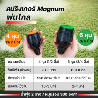 GROWAY สปริงเกอร์ Magnum หัวใหญ่ พ่นไกล มีขนาด 4 หุน กับ 6 หุน