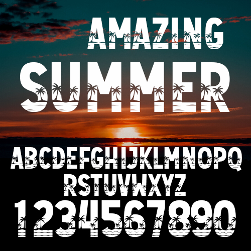 ตัวรีดติดเสื้อ สีขาว อักษร A - Z และ 0-9 Font Summer ต้อนรับหน้าร้อน F.86