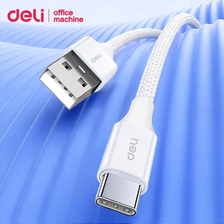 Deli สายชาร์จ สายชาร์จไนลอนถักType-A to C ชาร์จเร็วด้วยPD 100W ส่งข้อมูลไว HD Fast Charging Cable