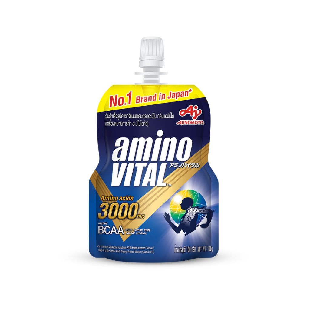 amino VITAL Energy gel อะมิโน ไวทัล เจลพลังงานผสมกรดอะมิโนพร้อมทาน กลิ่นแอปเปิ้ล 100 กรัม 1 ถุง ฮาลา