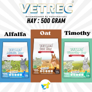 Vetrec หญ้าสำหรับสัตว์กินพืช ขนาด 500 g มีให้เลือก 3 ชนิด Alfalfa, Oat, Timothy