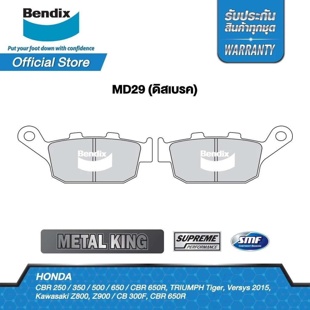 ผ้าเบรค Bendix สำหรับ Honda Rebel 300 / 500 ดิสเบรคหน้า+หลัง (MD28, MD29) - รูปที่ 3