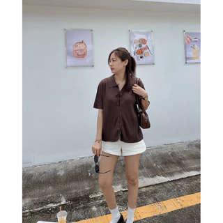 ใหม่! 𝐙𝐈𝐆𝐆𝐀 𝐒𝐇𝐈𝐑𝐓 เสื้อแขนสั้นผ้า Knit ดีเทลผูกเชือก (ผูกเชือกจากร้านแล้ว พร้อมใส่) ผ้านิ่มยืดหยุ่นได้เยอะ
