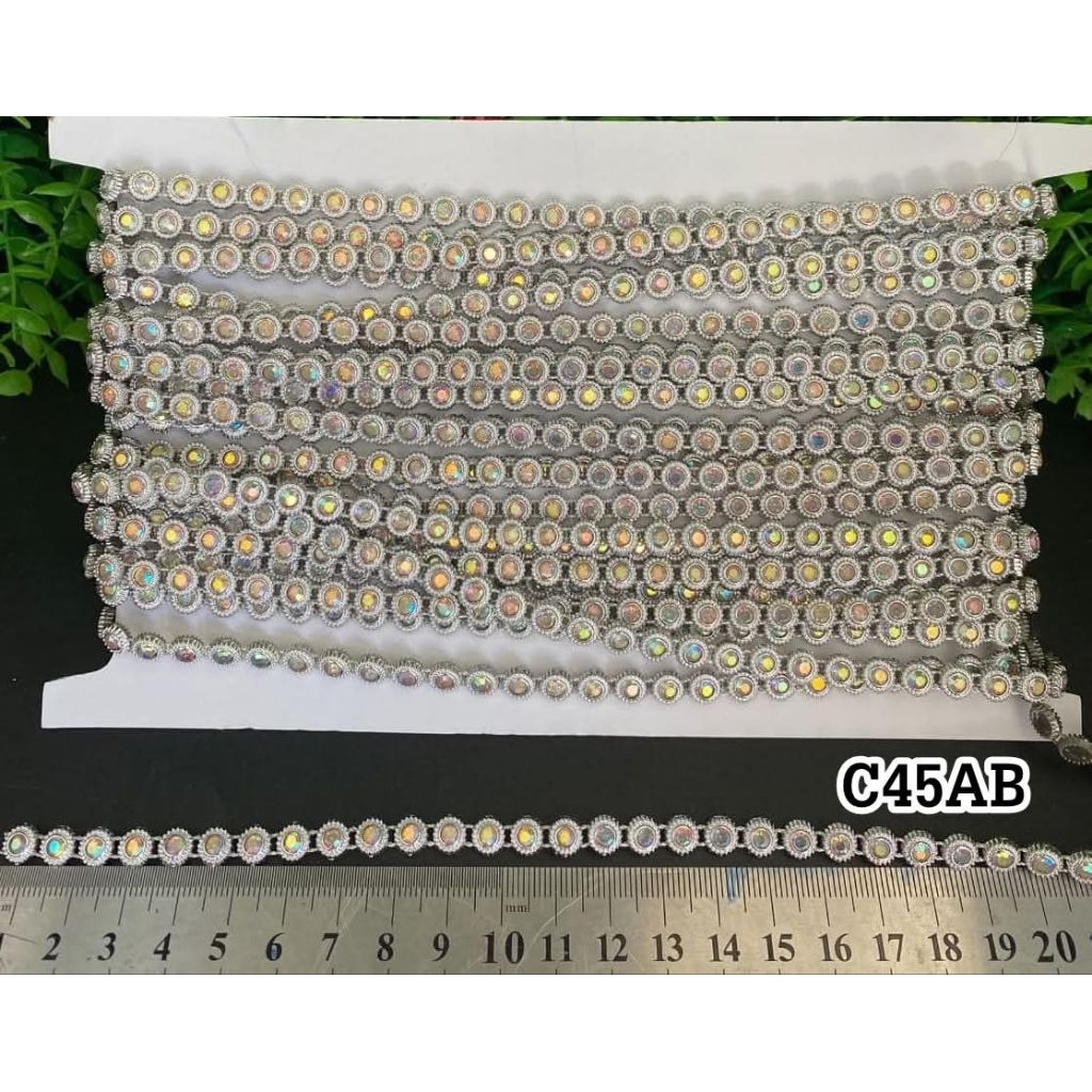 ยกพับ10 หลา สังวาลย์เพชร สังวาลย์เส้น อะไหล่ตกแต่งชุด เครื่องประดับตกแต่งพลอยเทียม - รูปที่ 4