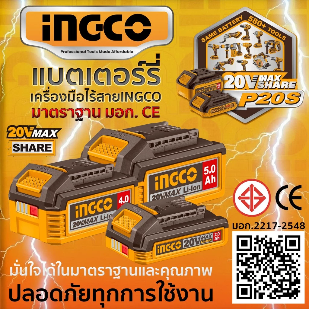 INGCO เครื่องเป่าลมไร้สาย 20V BL รุ่น CABLI2068 thumbnail 7