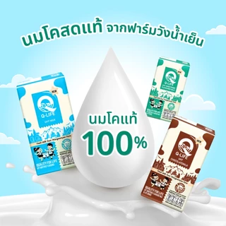 นม Q-Life นมโค นมยูเอชที 110 ml (48 กล่อง/ลัง) รสจืด รสหวาน