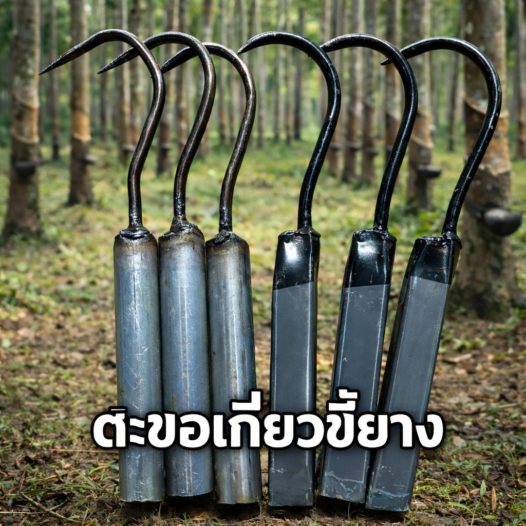 ตะขอเกี่ยวขี้ยางพารา ที่เก็บขี้ยาง ด้ามเหล็ก งานดี จับถนัดมือ