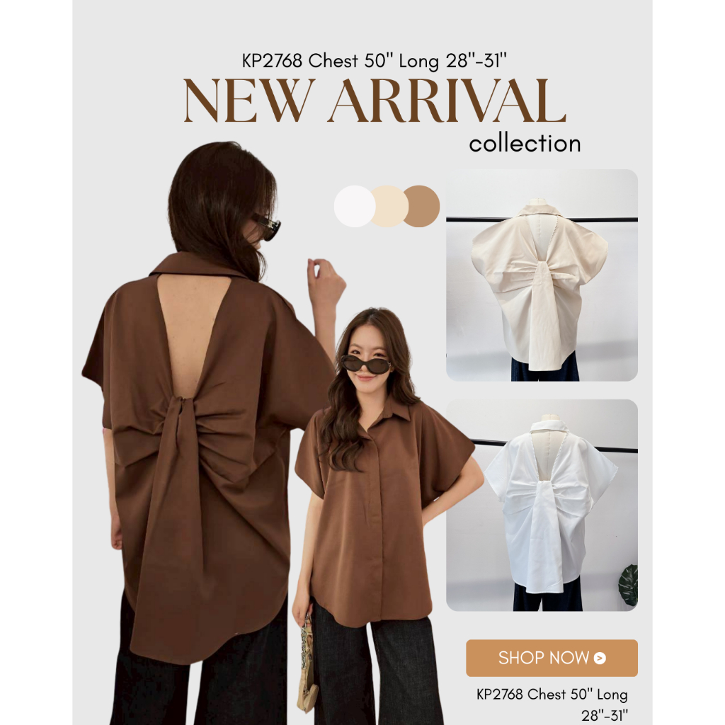 อก50เสื้อเชิ้ตแขนสั้นทรง over size ดีเทลขยุมหลัง งานสวยสุดเลยยยยสาวอวบใส่ได้ สาวมินิใส่เก๋ แมทช์ขาสั้น ขายาวได้หมดด2768