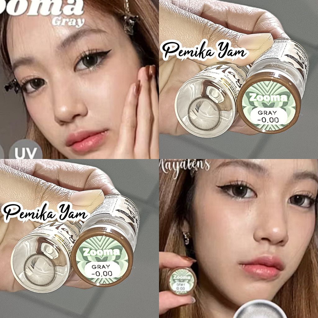 คอนแทคเลนส์ลาย Zooma Gray สีเทา เลนส์ 14.5 mm ค่าอมน้ำ 55% รายเดือน ( Mayalens )