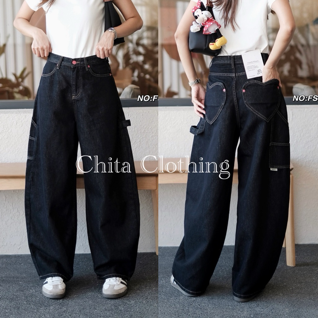 📍พร้อมส่ง📍🇰🇷FSY🇰🇷10961💌กางเกงยีนส์ทรง Barrel ทรงมาใหม่สุดฮิต (ผ้าไม่ยืด)