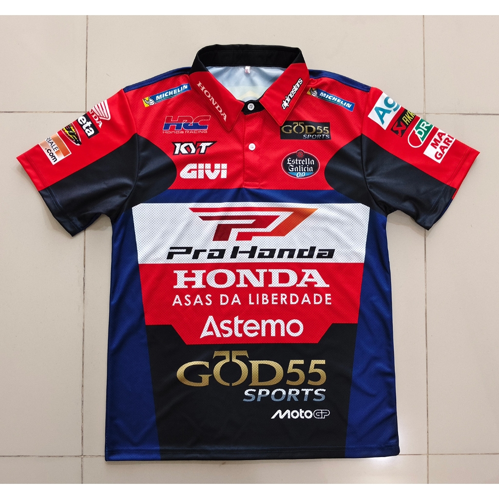เสื้อโปโลโมโตจีพี ทีม แอลซีอาร์ ฮอนด้า #MG0283 รุ่น Moreira#11พิมพ์ทั้งตัว ไซส์ S-5XL
