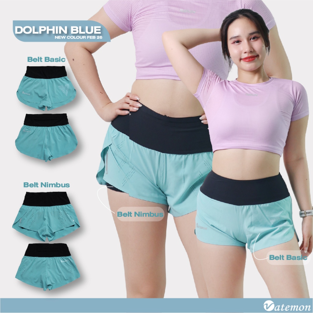 Vatemon กางเกงวิ่ง Belt Basic/Belt Nimbus สำหรับผู้หญิง ''สี DOLPHIN BLUE''