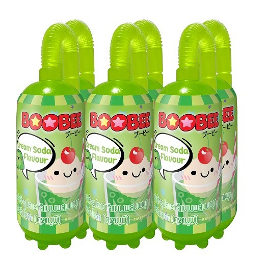 วุ้นสำเร็จรูปคาราจีแนนผสมผงบุก กลิ่นครีมโซดา  ตราบูบี (Boobee) 1 แพ็ค มี 6 ขวด