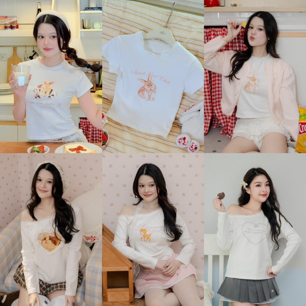 RIKA น้องDaily & Primmy ครอปเบบี้ทรีและปาดไหล่แขนยาวผ้านุ่ม