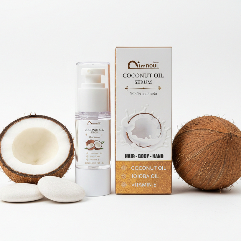 น้ำมันมะพร้าวำรุงผิวหน้า NIMNOUL เซรั่มมะพร้าวนวดหน้า COCONUT OIL SERUM 30ml. บำรุงผม บำรุงผิว บำรุงมือ