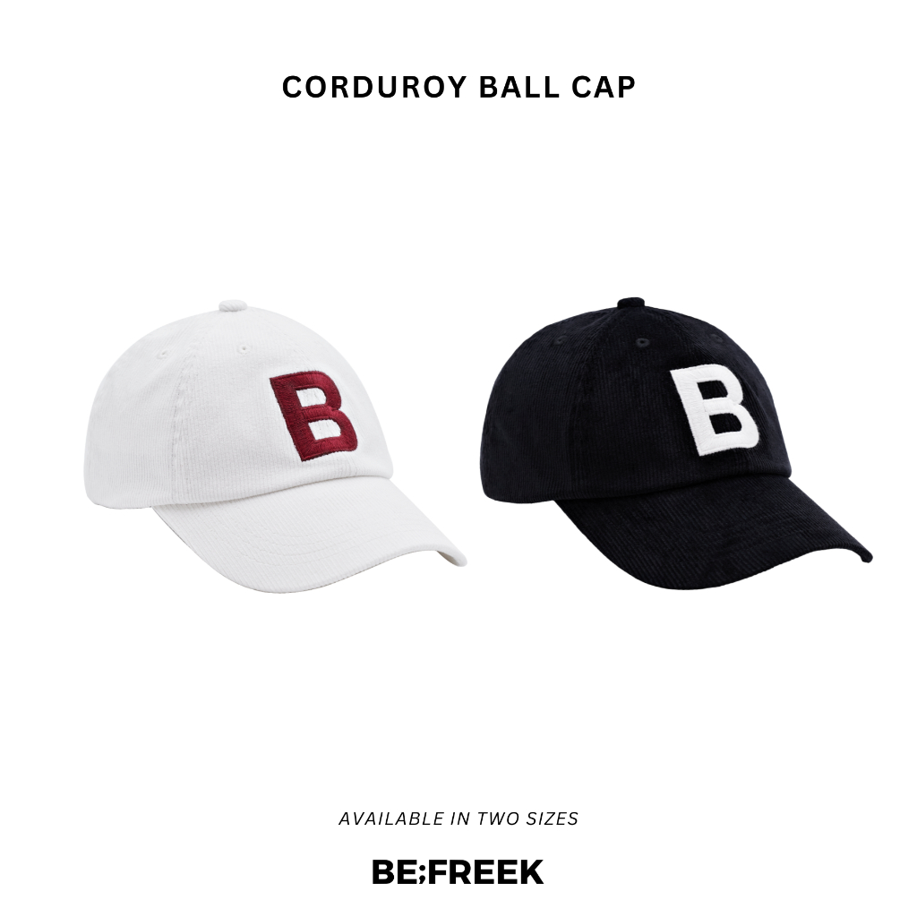 BE;FREEK หมวกแก๊ปลูกฟูกปักโลโก้ SMALL SIZE (สีขาว / สีดำ) CORDUROY EMBROIDERY LOGO BALL CAP SMALL SIZE (WHITE / BLACK)