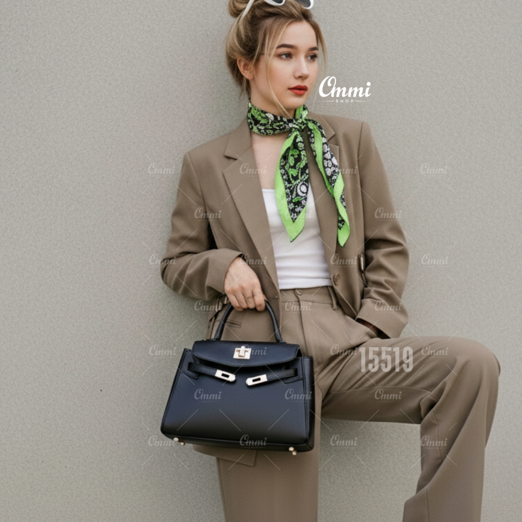 Ommishop 15519 ชุดเซ็ท เสื้อ Blazer แขนยาว มาพร้อมกางเกงขายาว เอวยืดด้านหลัง ใส่สบาย[mm]