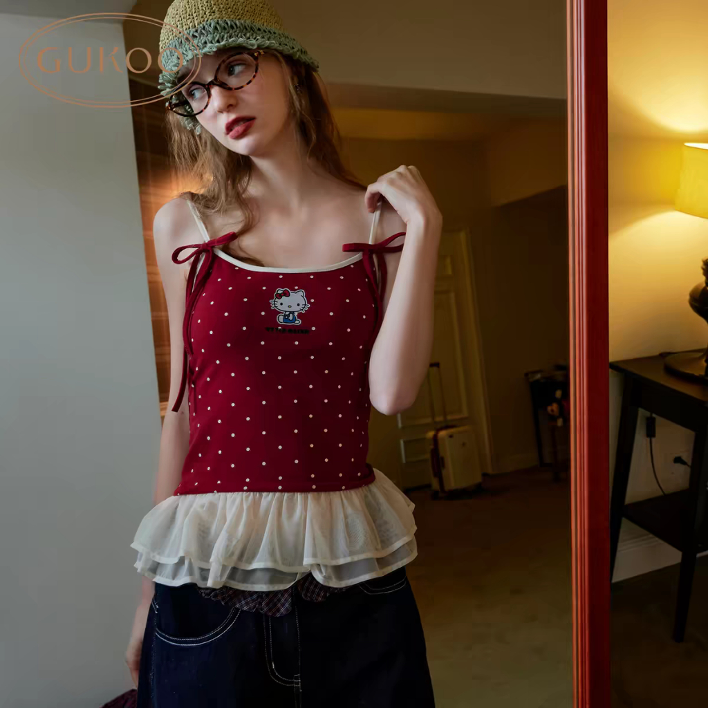 [ของแท้] Hello Kitty x Gukoo เสื้อสายเดี่ยว คิตตี้ มีบราในตัว เสื้อกล้าม