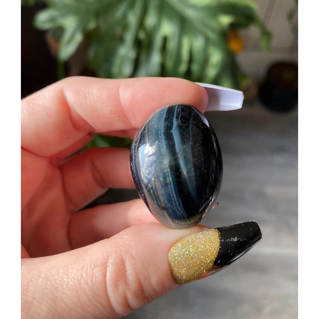 1 Pc Blue Tiger Eye Tumbled Stone, Tumbled Tiger eye Bulk Crystals for Jewelry Making, Mineral Collecting, and Crystal