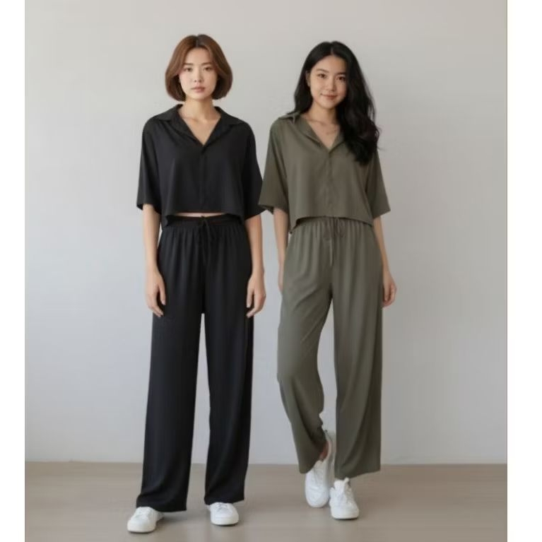 Comfy Day Set(ชุดคร็อปกางเกงผ้าสปัน รุ่นใส่สบาย)