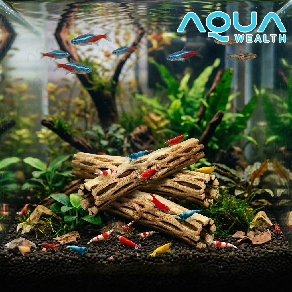 Cholla Wood 2 - 2.5 inch (5 cm.) ขอนไม้ บ้านกุ้ง กุ้งแคระ กุ้งเรดบี (ราคาต่อชิ้น)
