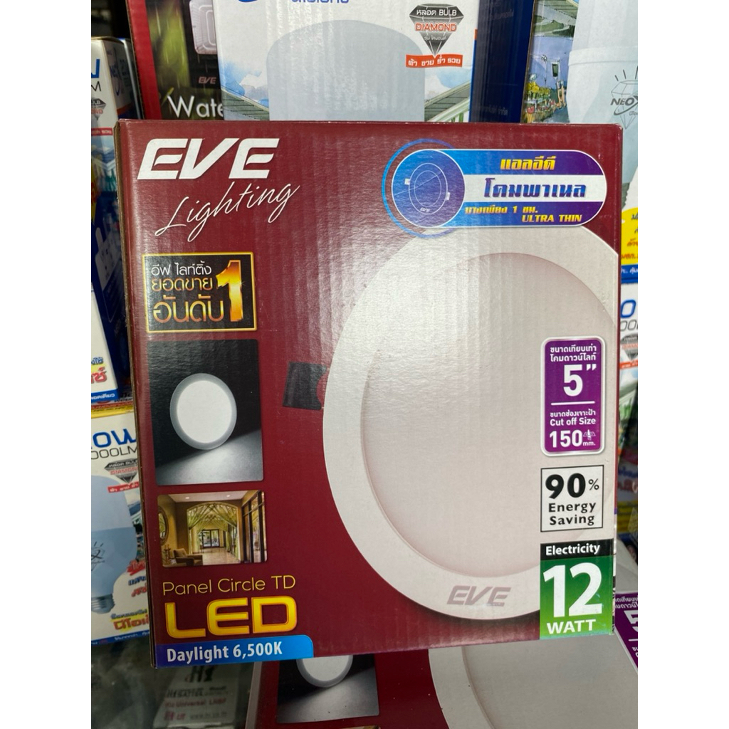 โคมพาเนลไลท์ หน้ากลม Panel LED EVE lighting 12W
