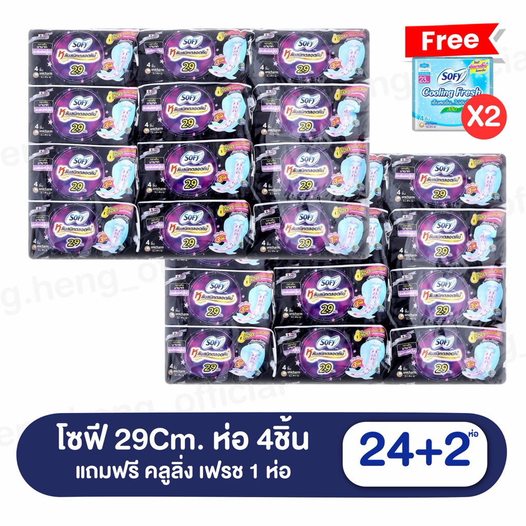 ยกแพค 2แพ็ค 24 ห่อ ฟรี 2ห่อ🌙 Sofy, Laurier ผ้าอนามัย โซฟี, ลอริเอะ แบบกลางคืน, กลางวัน หนานุ่ม