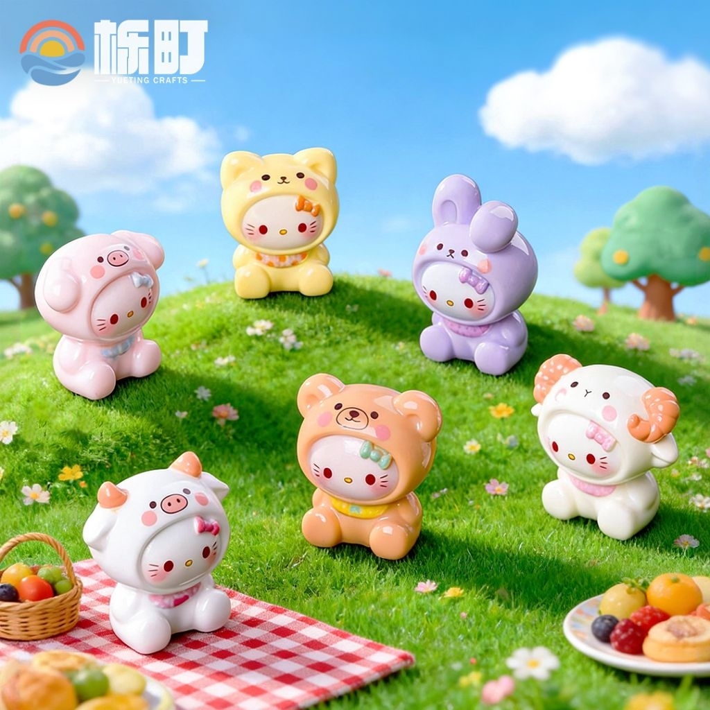 พร้อมส่ง ของตกแต่ง สะสม DIY คิตตี้จิ๋ว (1 SET 6 ตัว)