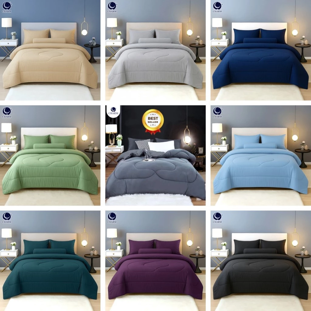 ชุดเครื่องนอน 16สี ชุดผ้าปูที่นอน พร้อมผ้านวม ครบชุด ผ้านุ่ม ระบายอากาศดี 3.5/5/6ฟุต CHARM Classic thumbnail 3