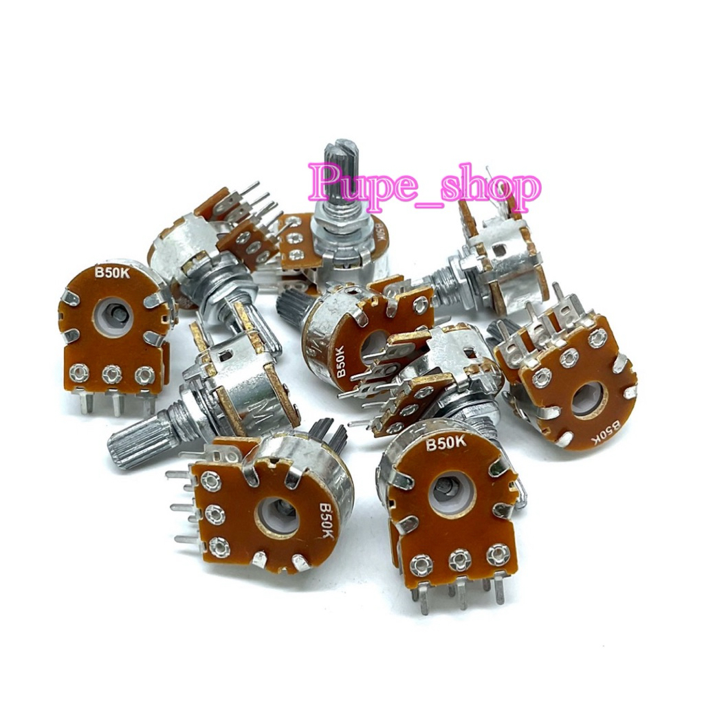 VR วอลลุ่ม 6 ขา VR 2 ชั้น แกนยาว17มิล ตัวต้านทานปรับค่าได้ 1K 2K 5K 10K 20K 50K 100K 250K 500K 1M