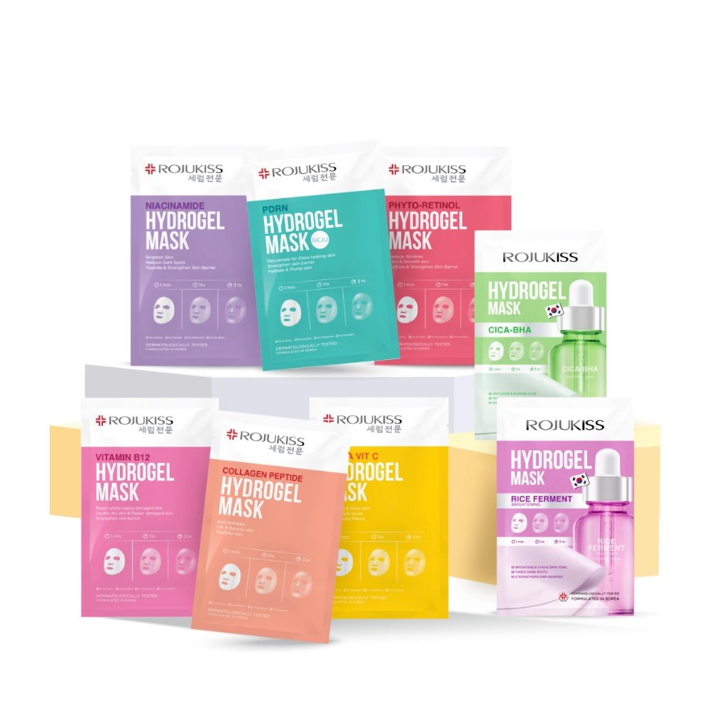 [แพ็ค 15 แผ่น] ROJUKISS Hydrogel Mask 33g โรจูคิส ไฮโดรเจลมาส์ก ผิวชุ่มชื้น กระจ่างใส จัดการจุดด่างด