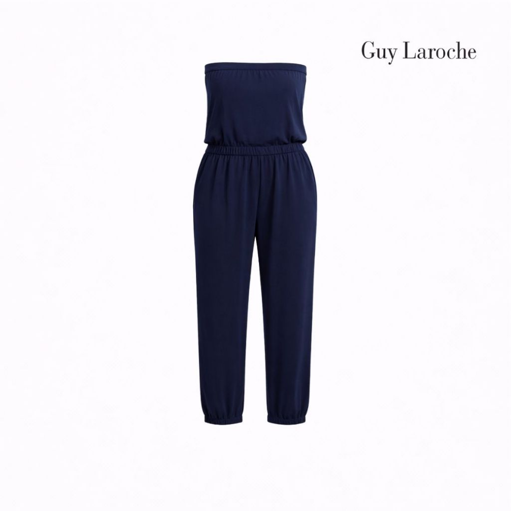 Guy Laroche กางเกงขายาว มีเกาะอก และผ้าคลุมไหล่ สีกรม GQ1HNV