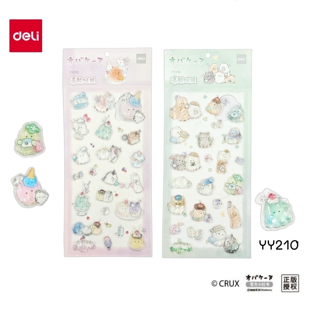 Deli x Obakenu สติ๊กเกอร์ 3D รุ่น YY210 ลายผีน้อยน่ารัก ลอกออกง่าย ไม่เป็นคราบ (ราคาต่อ 1 แผ่น)