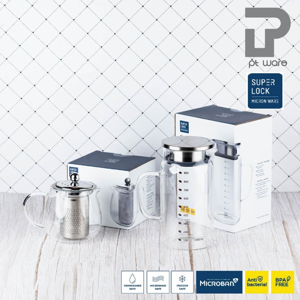 Superlock Micronware เหยือกแก้ว ที่ชงชา มีที่กรองชาในตัว กาน้ำชา กาชงชา