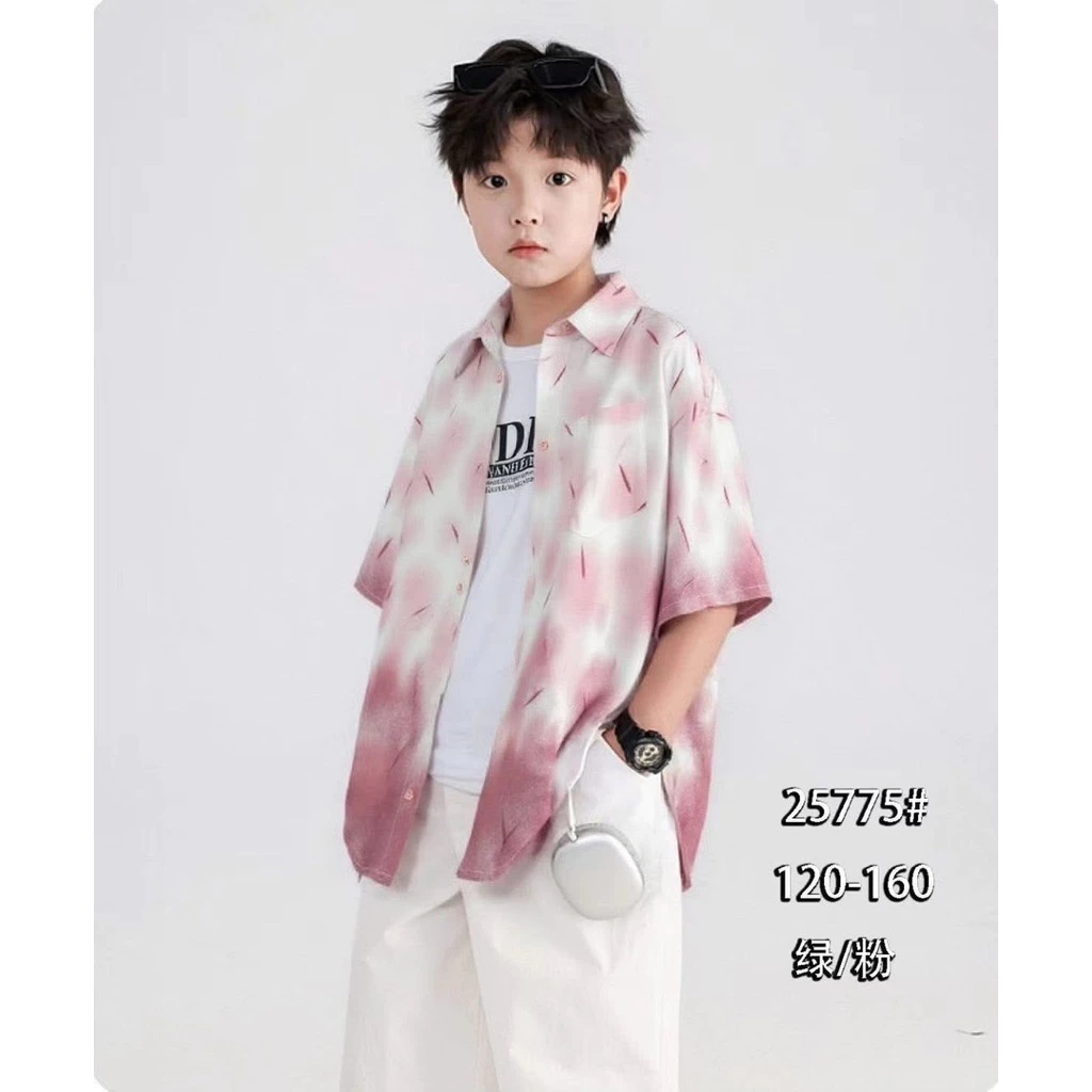เสื้อเชิ้ตเด็กผู้ชายแขนสั้น พร้อมส่งจากไทย