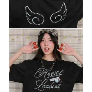 kome.offi เสื้อยืดโอเวอร์ไซส์ รุ่น heart locket t-shirt / komé wing t-shirt