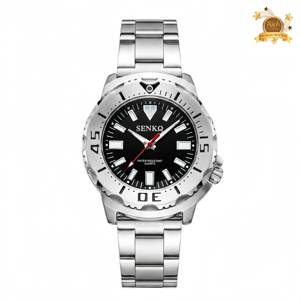 นาฬิกา SENKQ แท้ รหัส SS102 หน้าปัดกลม สายสแตนเลส ขนาด 40MM มีหลายสี