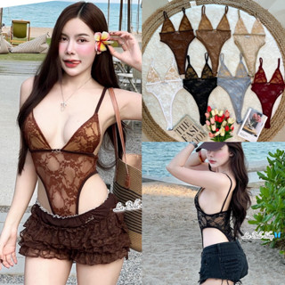 บอดี้สูท วันพีช ซีทูลูกไม้ เว้าสูง La belle