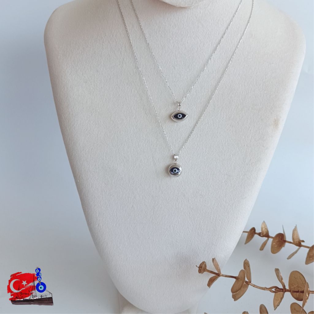 สร้อยคอEvil Eye งานเงินแท้ 92.5 จี้เป็นงานแก้วแท้  ผลิตสั่งทำจากช่างตุรกีนำเข้าจากตุรกี
