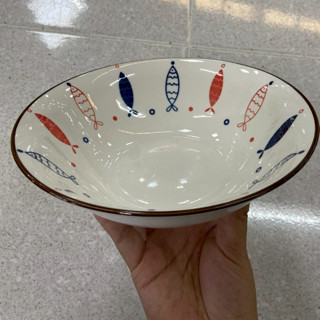 ถ้วยเซรามิก 8 นิ้ว ถ้วยแกง ชามแกง ถ้วยลายปลา ทำจากเซรามิกเนื…