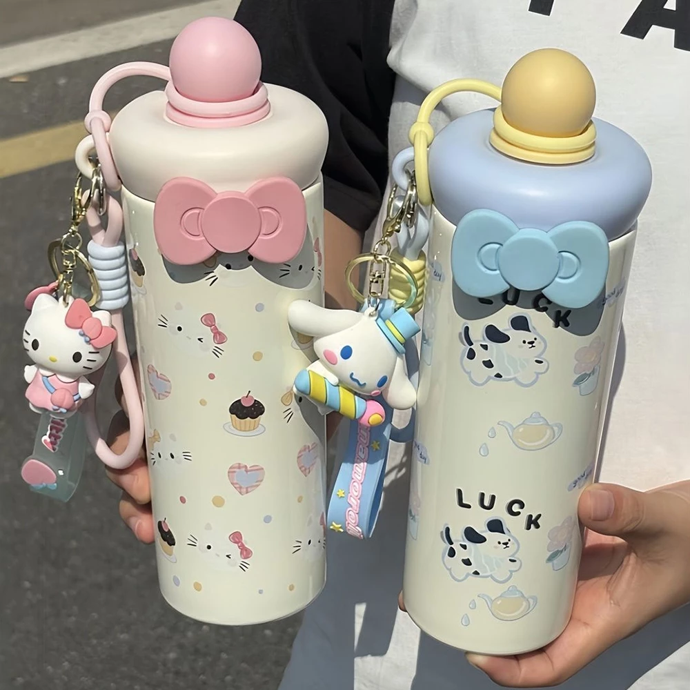 【เก็บเงินปลายD】แก้วเก็บความร้อนและความเย็นสแตนเลสทรงกระติกน้ำลายการ์ตูน 600 มล. พกพาสะดวก thumbnail 10