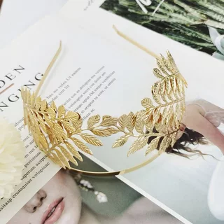 มงกุฎใบไม้ สำหรับเจ้าสาว ที่คาดผม สวย หรูหรา สีทอง สีเงิน