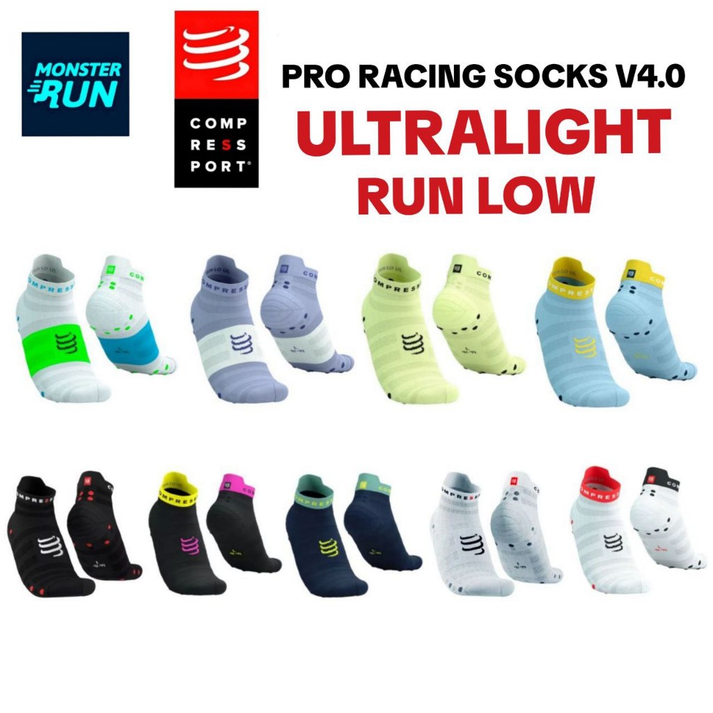 ถุงเท้า Compressport Pro Racing Socks V4.0 Ultralight Run Low