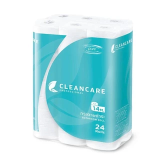 กระดาษชำระแบบม้วน คลีนแคร์ CLEANCARE 14 เมตร แพ็ค 24 ม้วน ทิชชู่ม้วน ทิชชู่ห้องน้ำแบบม้วน