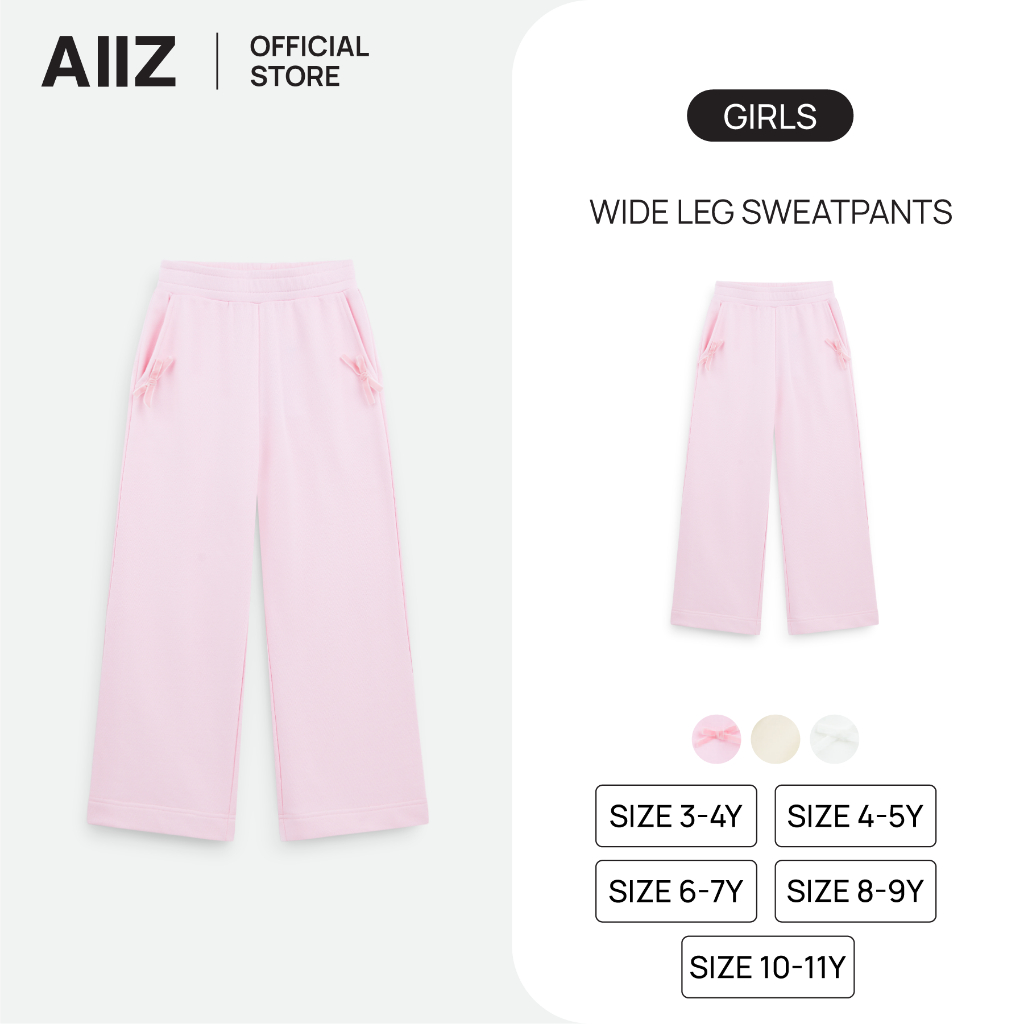 AIIZ กางเกงเด็กผู้หญิงขากว้างผ้าสเวต AIIZ Girl's Wide Leg Sweatpants