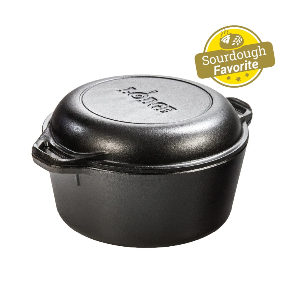 Lodge Cast Iron Double Dutch Oven หม้อเหล็กหล่อพร้อมฝาปิดกระทะสองหู 4.73 ลิตร (26.37ซม.) L8DD3