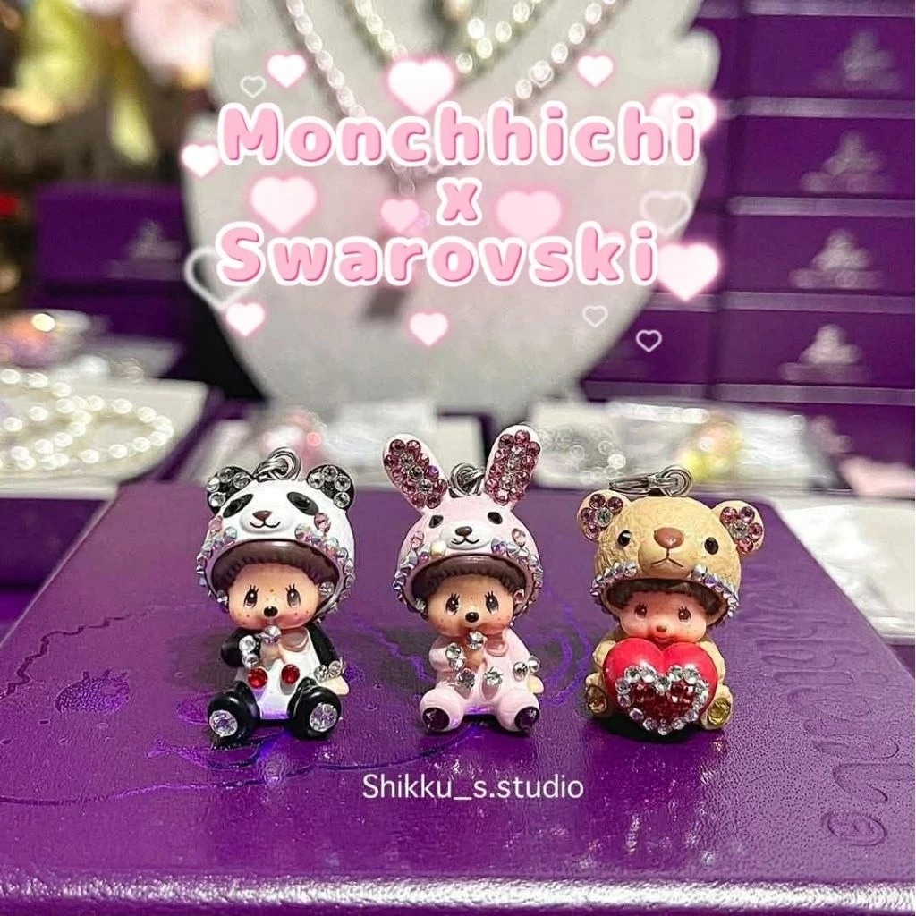 ส่งด่วน1วัน ✨️ จี้,สร้อย Monchhichi x Swarovski 🎀 ของแท้100% 🧸 อุปกรณ์ Full Set พร้อมส่งในไทย
