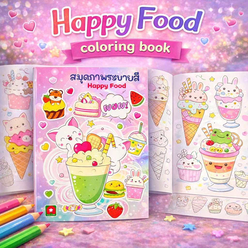 Aksara for kids สมุดภาพระบายสี Happy Food