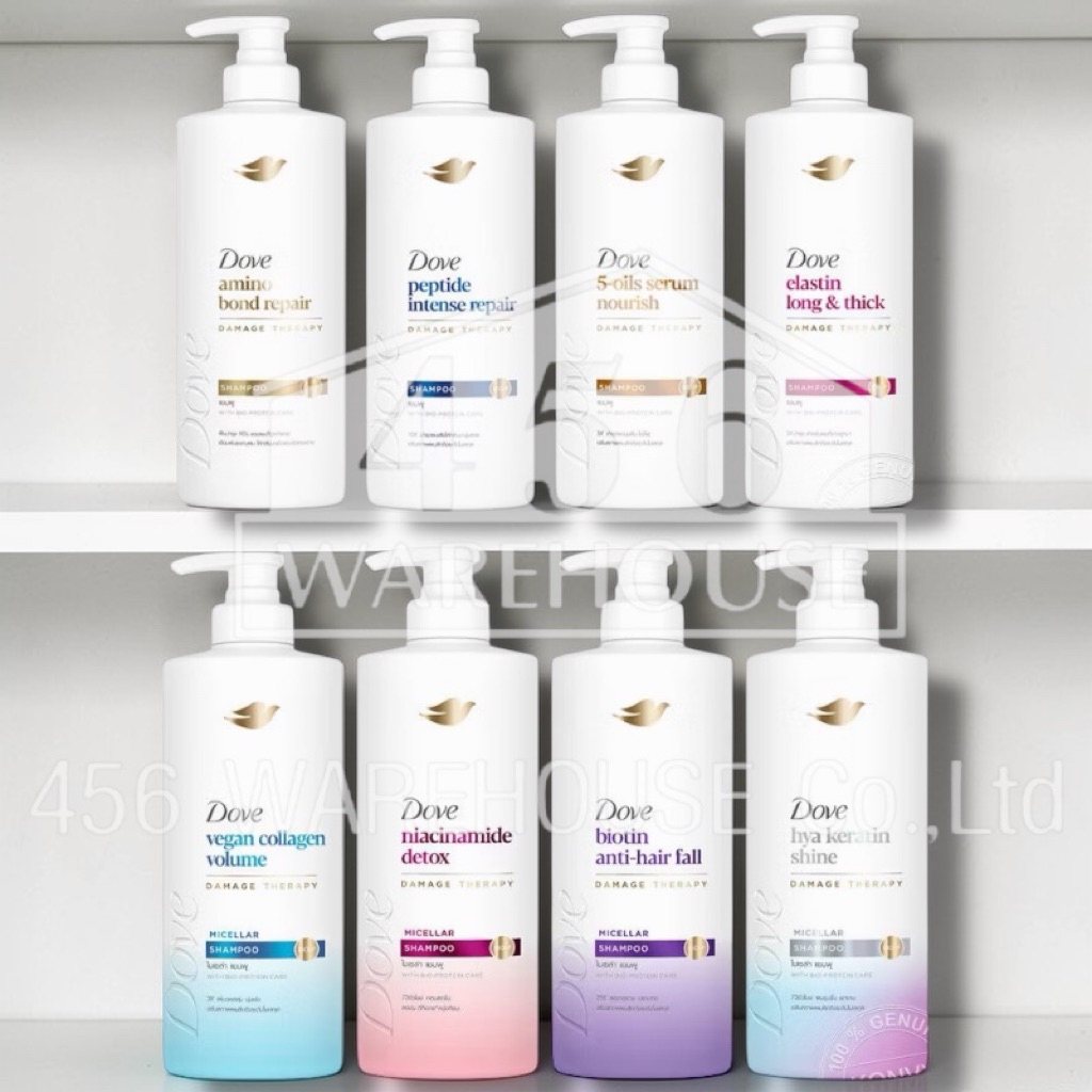 Dove สูตรใหม่‼️ แชมพู และครีมนวดผม โดฟ (หัวปั๊ม) ขนาด